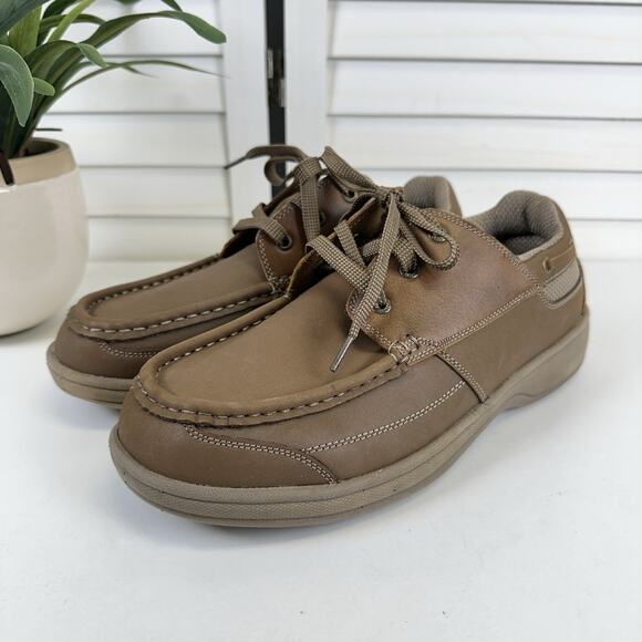 Orthofeet Baton Rouge Brown Leather Moc Toe Oxfords Comfort Shoe Men Size 8.5 EE - Picture 1 of 9